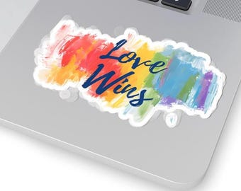 Love Wins Aufkleber, Regenbogen Pride Aufkleber | LGBTQ+ Gleichheit Aufkleber | Liebe ist Liebe Aufkleber | Laptop, Wasserflasche, Notizbuch