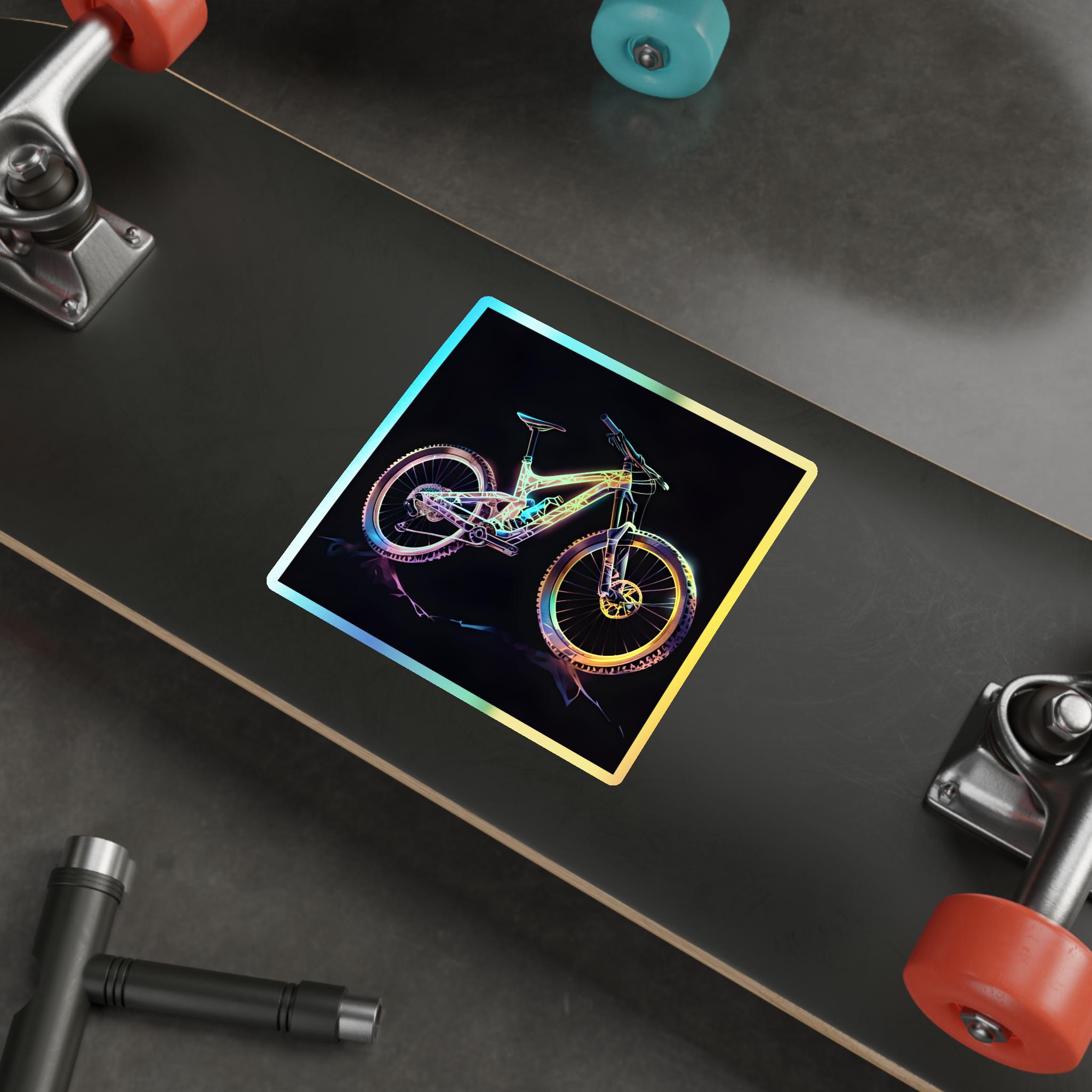 Holographic Mountain Bike Sticker, Neon MTB Cycling Decal, Trail Rider ...
