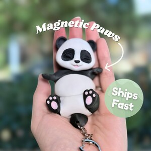Flexi Panda Keychain Fidget Kawaii Cute Articulated Bag Charm Magnetic Paws Graduation Gift for Her Panda Lover Cottagecore Animal Desk