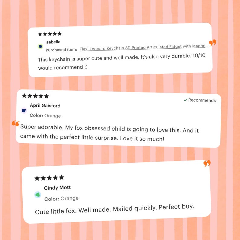Five star customer reviews for snow leopard flexi keychain — super cute well made durable 10 out of 10 — articulated magnetic paws 3D printed leopard bag charm