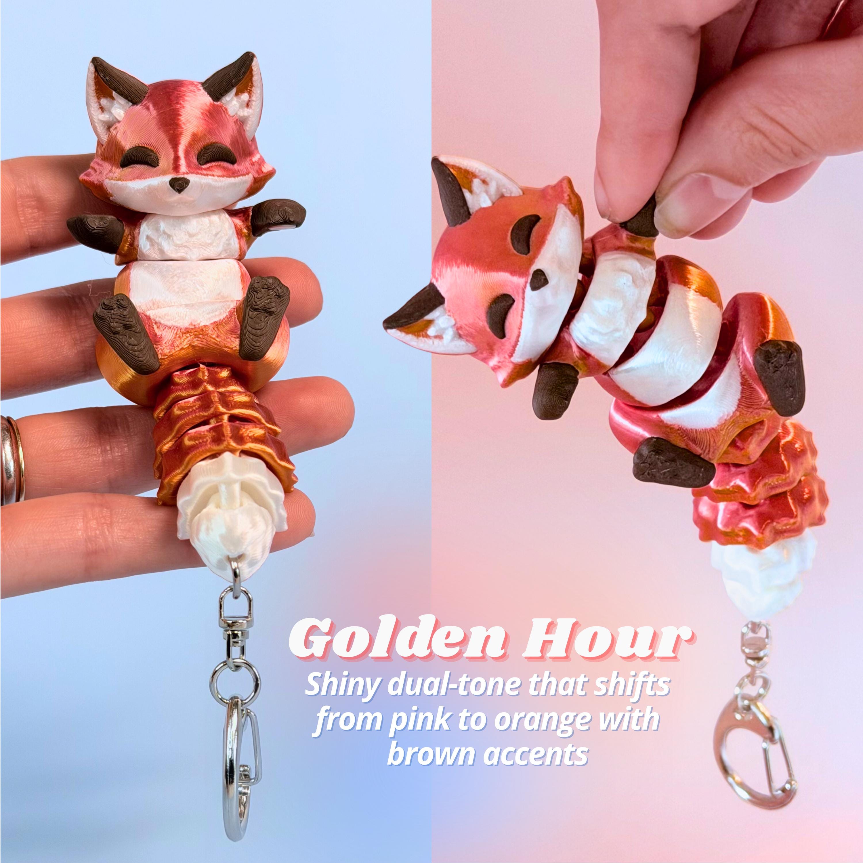 Flexi Fox Keychain Fidget 3D Printed Articulated Bag Charm
