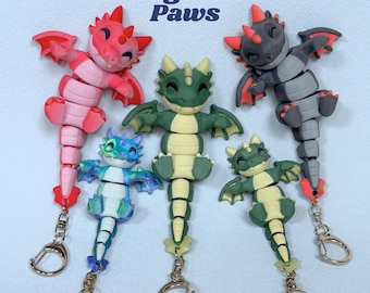 Flexi Draak Sleutelhanger Gelede Magnetische Poten Dragon Fidget Bag Charm Dragon Lover Gift DnD Rugzak Charm Leuke Draak Verjaardagscadeau