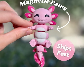 Axolotl sleutelhanger Flexi gelede fidget magnetische poten tas bedel schattig Axolotl minnaar cadeau rugzak bedel Axolotl cadeau kawaii bureauvriend