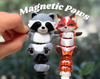 Flexi Raccoon Keychain Trash Panda Articulated Fidget Magnetic Paws Bag Charm Backpack Charm Raccoon Lover Gift Animal Keychain Desk Buddy