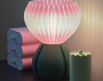 Tulpenförmige Tischlampe, ästhetische Nachttischlampe, niedliche Schreibtischlampe, Dopamin-Deko, warmes Stimmungslicht, Cottagecore-Nachtlicht, Einzugsgeschenk für Sie