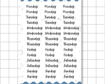 Weekday Title Stickers - Stickers for Bullet Journaling, Planning