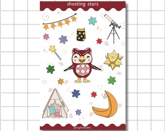 Shooting Stars Sticker Sheet - Stickers for Journaling and Scrapbooking