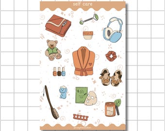 Self Care Sticker Sheet - Stickers for Journaling and Scrapbooking