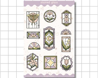 Stained Glass Sticker Sheet - Stickers for Journaling and Scrapbooking