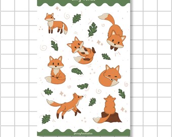 Silly Foxes Sticker Sheet - Bujo Sticker Sheets