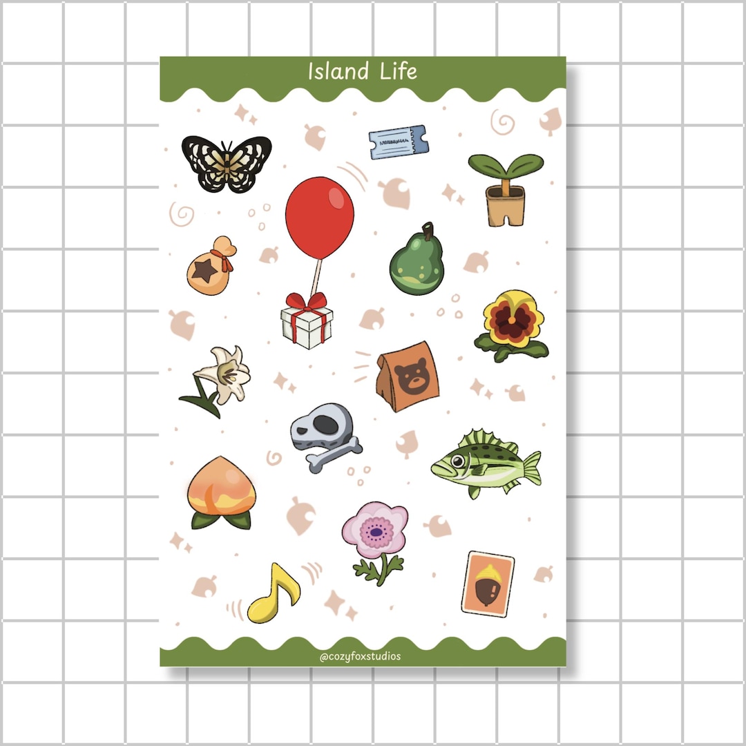 Island Life Sticker Sheet - Animal Crossing Inspired - Etsy