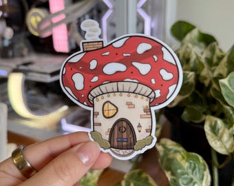 Mushroom House Sticker | Cute Illustration