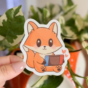 Fox Gaming Sticker | Fox Cozy Gamer Matte Sticker | Cute Fox Sticker