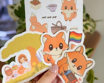 Cozy Fox Sticker Bundle | Picnic & Gamer Stickers