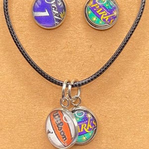 Ensemble collier et boucles d'oreilles cartes de basket-ball pour femme
