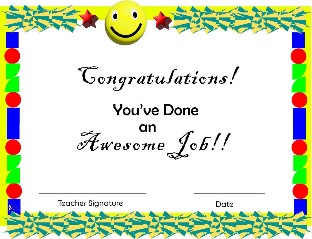 Awesome Work! Award for Teachers (digital) - Etsy