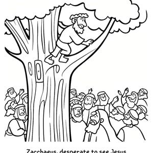 Zacchaeus Climbs a Tree - Colouring Page