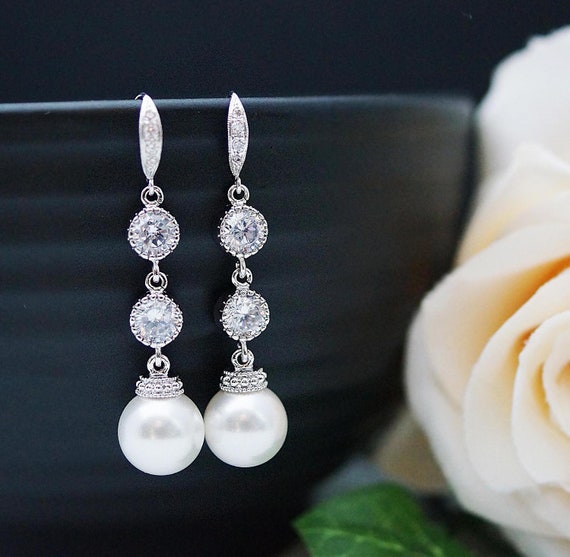 Wedding Dangle Earrings Bridal Jewelry Bridal Earrings Etsy