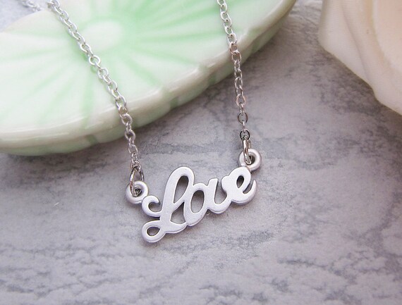 Items similar to L.O.V.E - Mini petite Love charm Necklace on Etsy