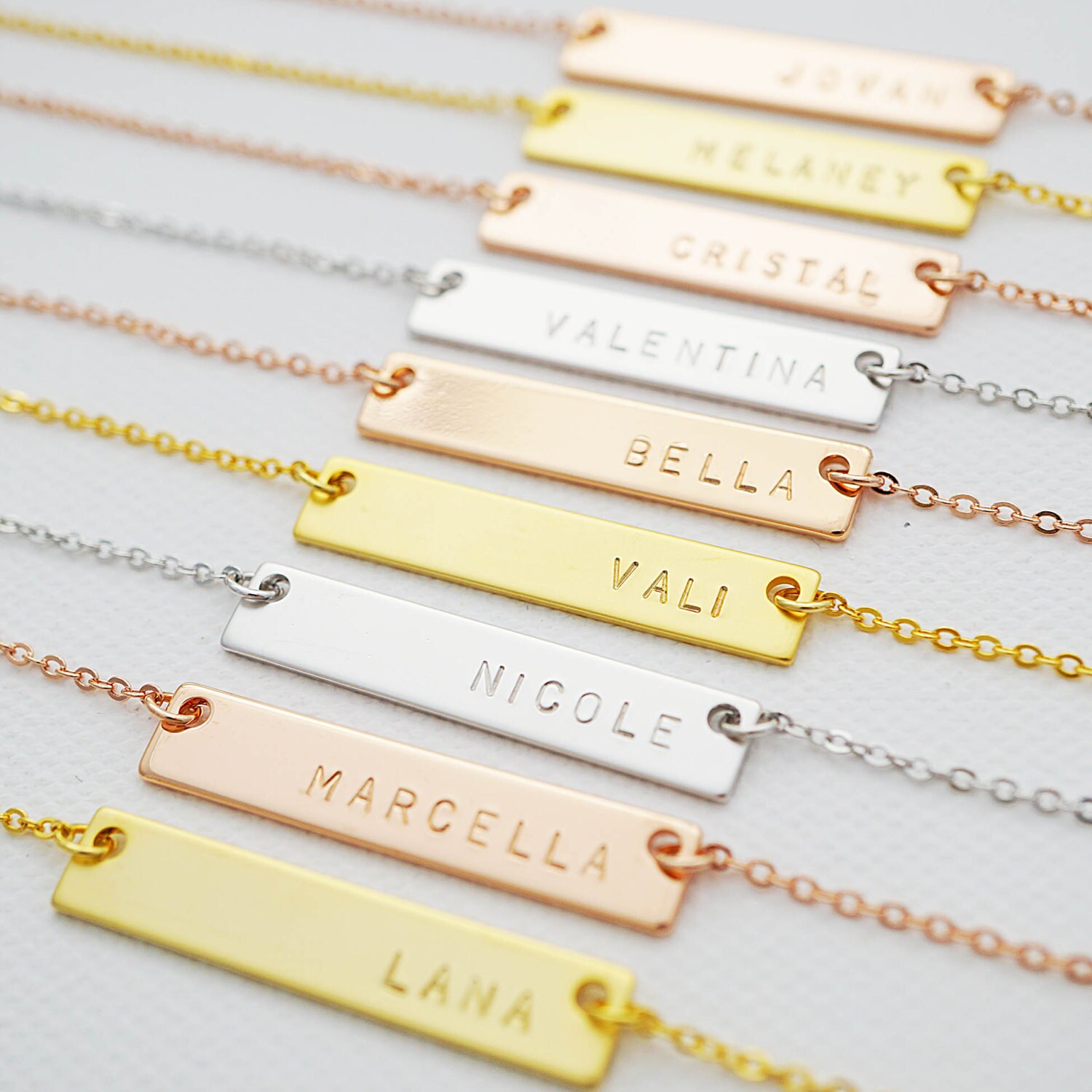 Hand Stamped Custom Name Necklace name bar Necklace Etsy