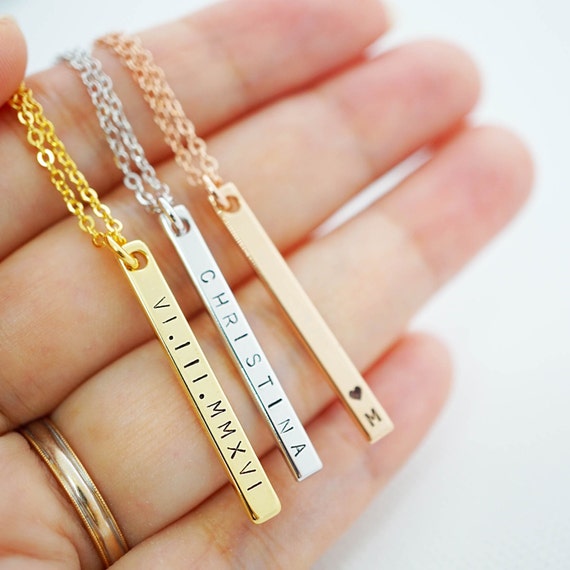 Vertical Name Necklace name bar Necklace Personalized necklace Etsy
