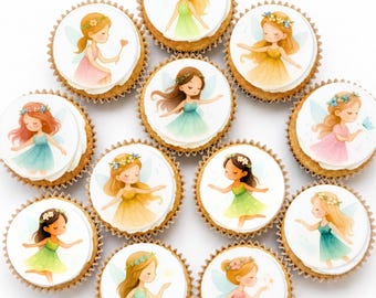 Fairy- Cupcake, cookie Toppers: Edible wafer paper Party Decorations