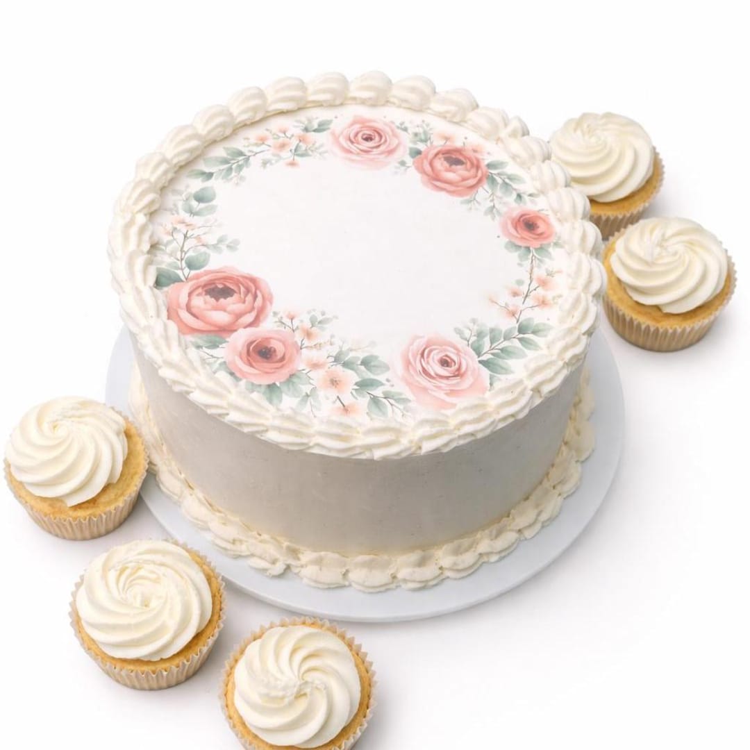 Stone Roses Cake Topper Floral Rose Edible Cake Topper, Round Sugar Sheet Decoration - Etsy