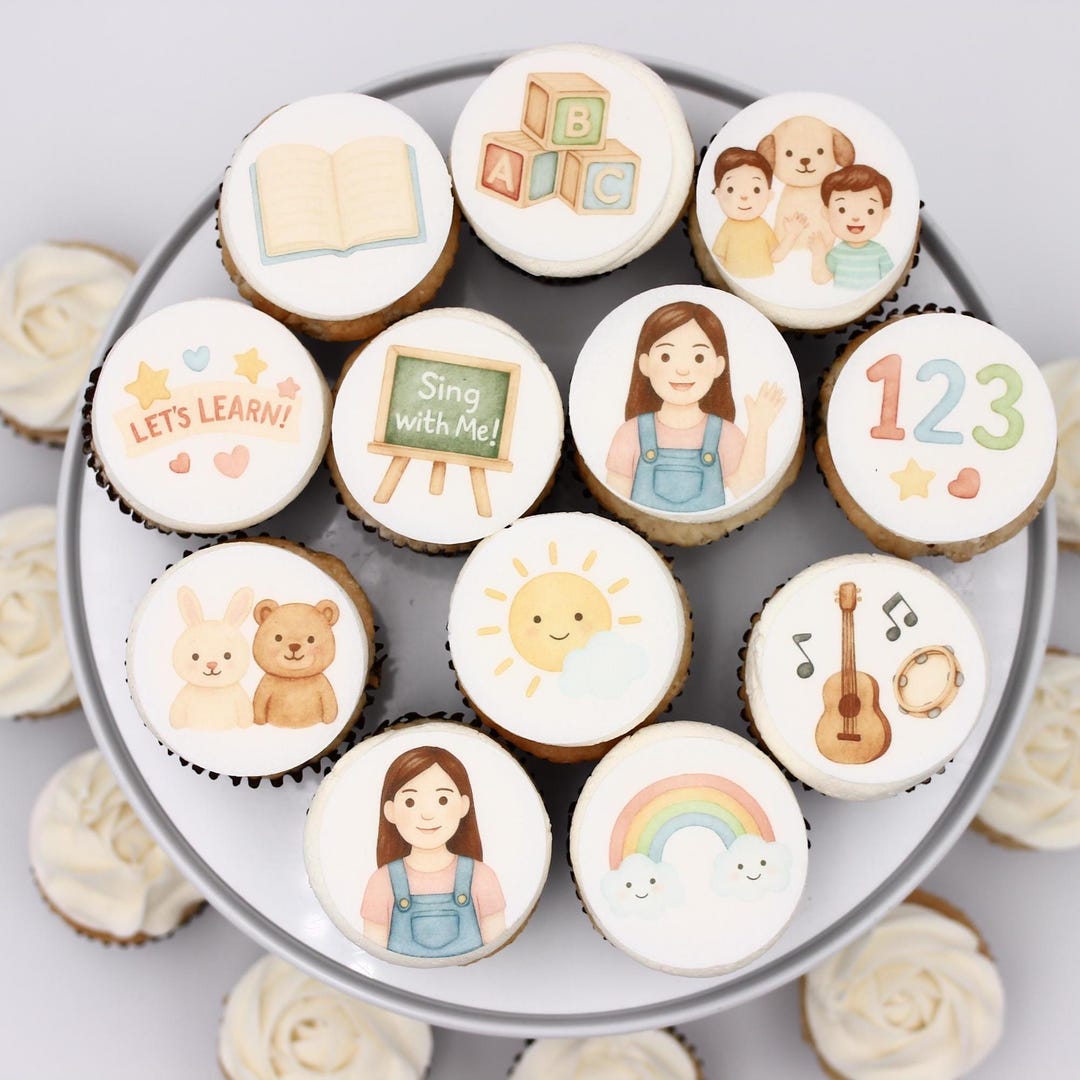 Learn Topper 10 Learning and Music Cookies Topper, Cupcake Toppers- Edible Wafer ...