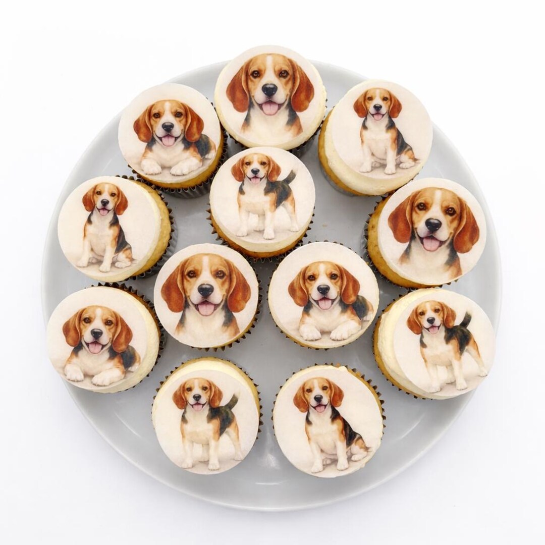 10 Beagle Dog Edible Toppers – Dog Breed Wafer Paper Toppers for Cakes ...