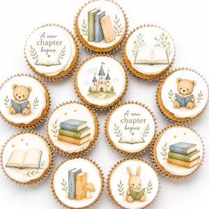 Un nuevo capítulo comienza: Adornos comestibles de papel para cupcakes con temática de cuentos de hadas.