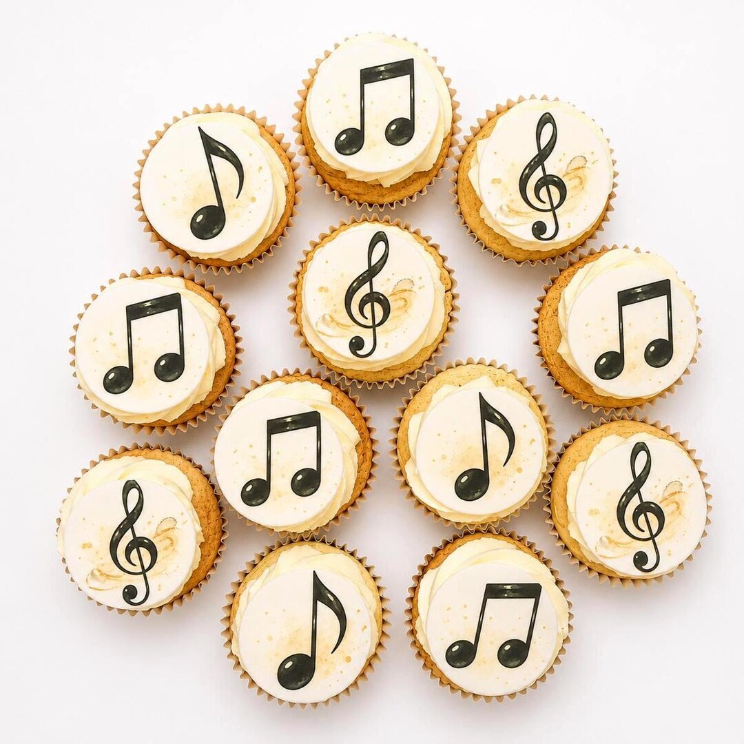 Music Note Edible Cupcake/ Cookie/drink Toppers, Music Theme Edible ...