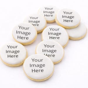 Custom Sugar Cookies, 2.5 Inch Round, with Customizable Wafer Paper Designs