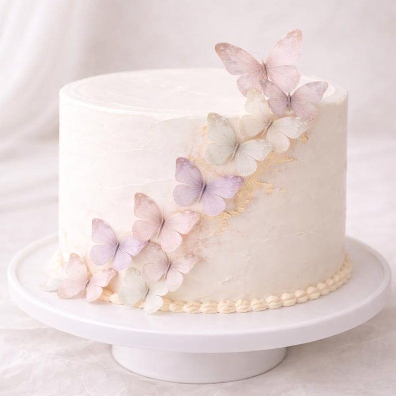 32 Pastel Butterfly Edible Cupcake/ Cookie/drink Toppers, Edible Wafer ...
