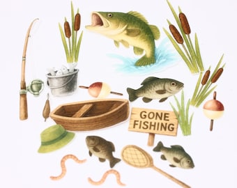 Adornos para cupcakes "Gone Fishing" – Juego de 19 piezas