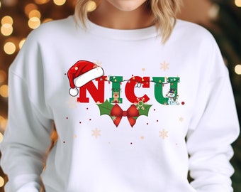 NICU Holiday Christmas Crewneck Sweatshirt, Neonatal Intensive Care Nurse Sweater, Nurse Gift Shirt, Holiday Nurse Life, Nursing Student