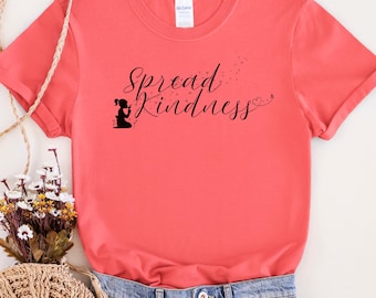 Maglietta "Diffondi gentilezza", maglietta con dente di leone, maglietta con citazioni positive, maglietta floreale ispiratrice, maglietta estetica, regalo per lei, maglietta motivazionale