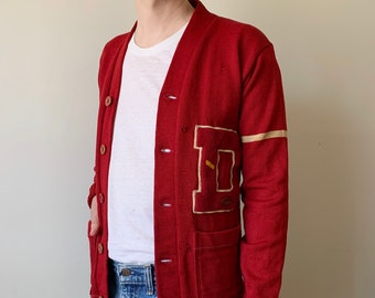 1930s Lowe & Campbell Sporting Goods Letterman Cardigan / vintage 20’s 30’s antique University of Alabama Football Sweater Varsity letter D