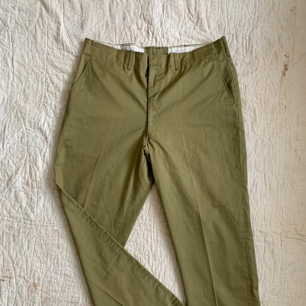 1960s-1970s Boy Scouts Green Trousers / vintage 60’s 70’s BSA pants Union made waist 36”