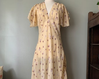 Vestido de gasa con falda y mangas fruncidas de Giorgio Sant'Angelo, años 70 / vestido de diseñador vintage de los años 70