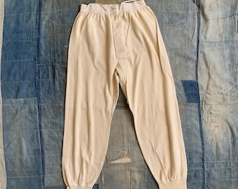 1960s Military Long Johns / vintage 60's off white thermal underpants wool-cotton blend waist 25" to 32"