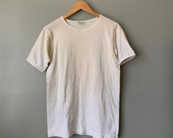 1970s White Blank Tee / vintage 70's basic distressed worn in t-shirt medium 100% cotton #2