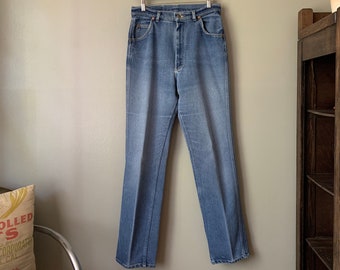 1980s Lee Riders Blue Jeans Waist 30" / vintage 80's stretchy denim pants worn in faded