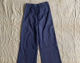 Pantalones acampanados Patty Woodard de los años 70 / pantalones de campana de cintura alta azules vintage de los años 70, cintura de 23”-24”
