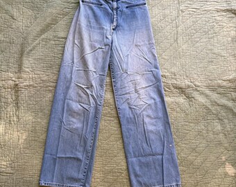 Vintage 1970s Levi’s High Waisted Jeans - waist 28” / 70’s wide leg light wash sailor faded denim Levis made in USA 28x31