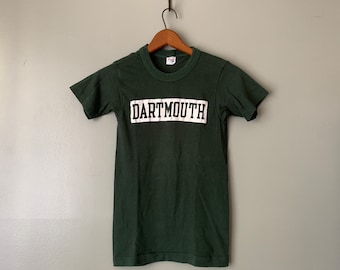 1980s Dartmouth Champion Tee / vintage 80's youth large women's XS green white t shirt made in USA