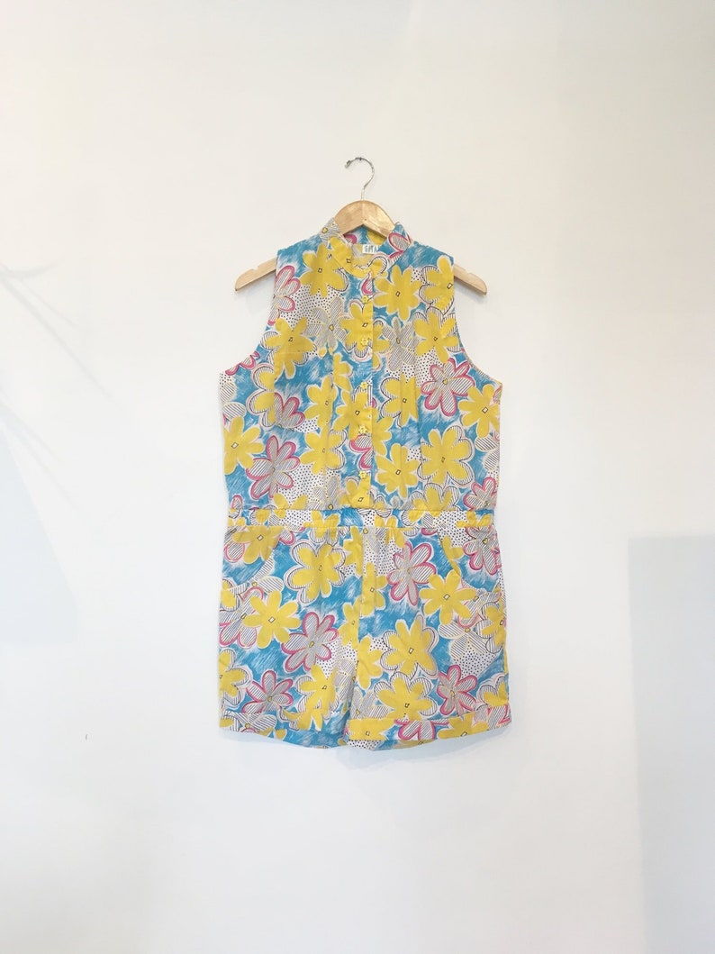 80s Plus Size Floral Romper Waist 37-41