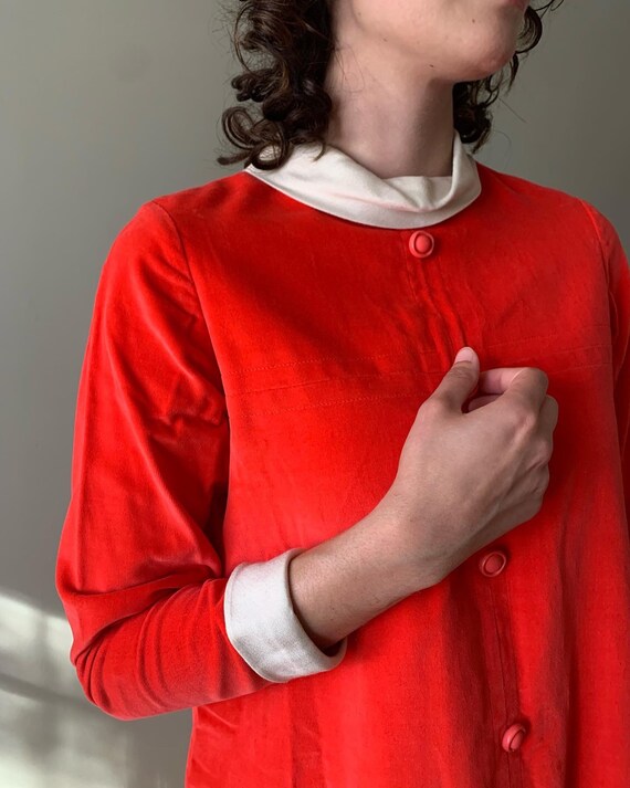 1950s Handmade Red Velvet Babydoll Dress / vintage 50… Gem