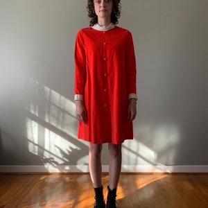 1950s Handmade Red Velvet Babydoll Dress / vintage 50’s trapeze mid century short knee length holiday Christmas dress