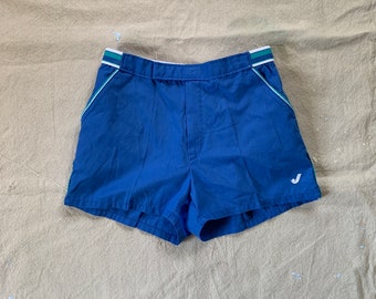 1980s Jantzen Tennis Shorts / vintage 80's blue small athletic shorts with pockets waist 28" to 31"