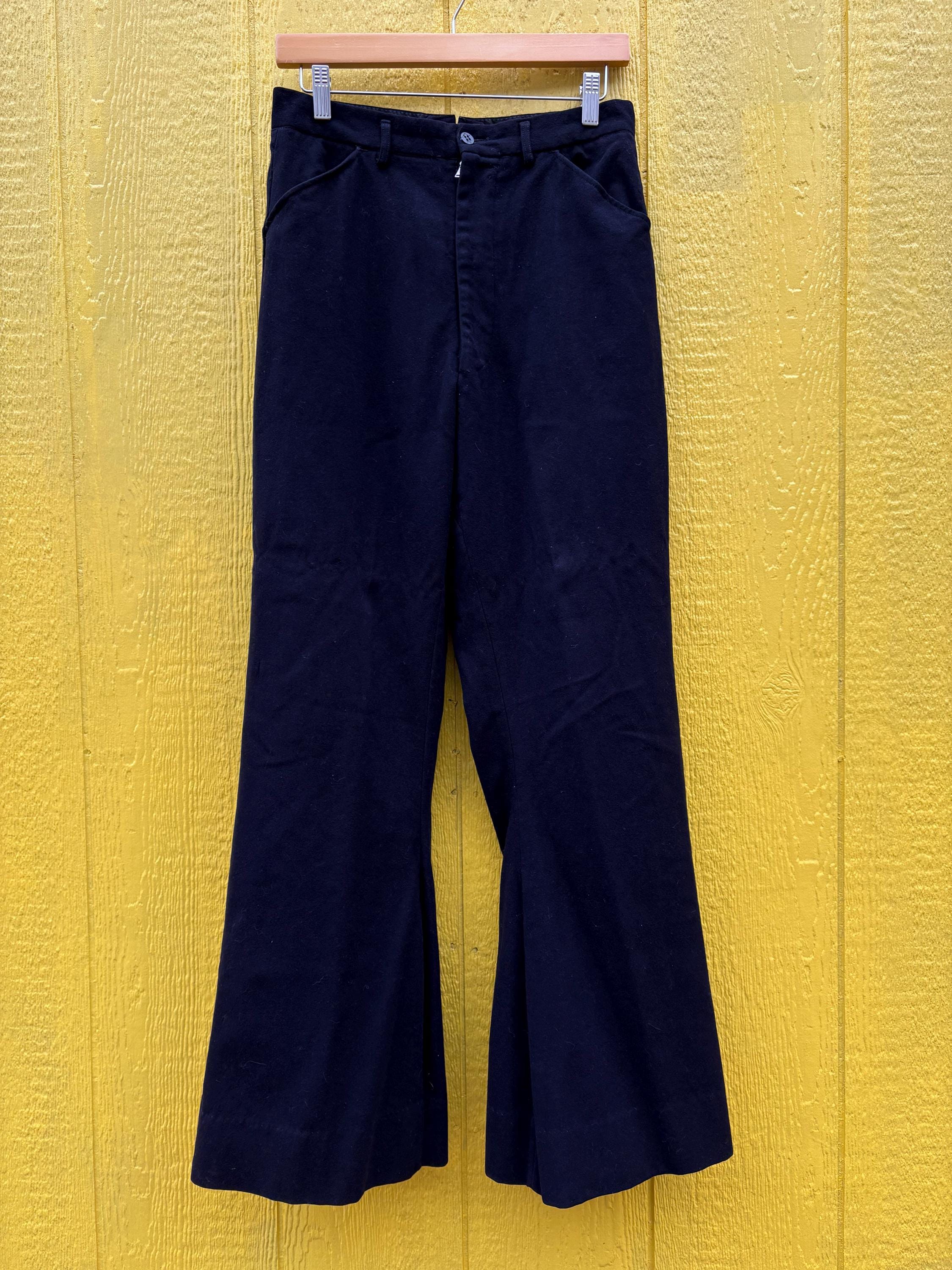Vintage WWII Navy Blue Wool USN Bell Bottom Pants Waist 28